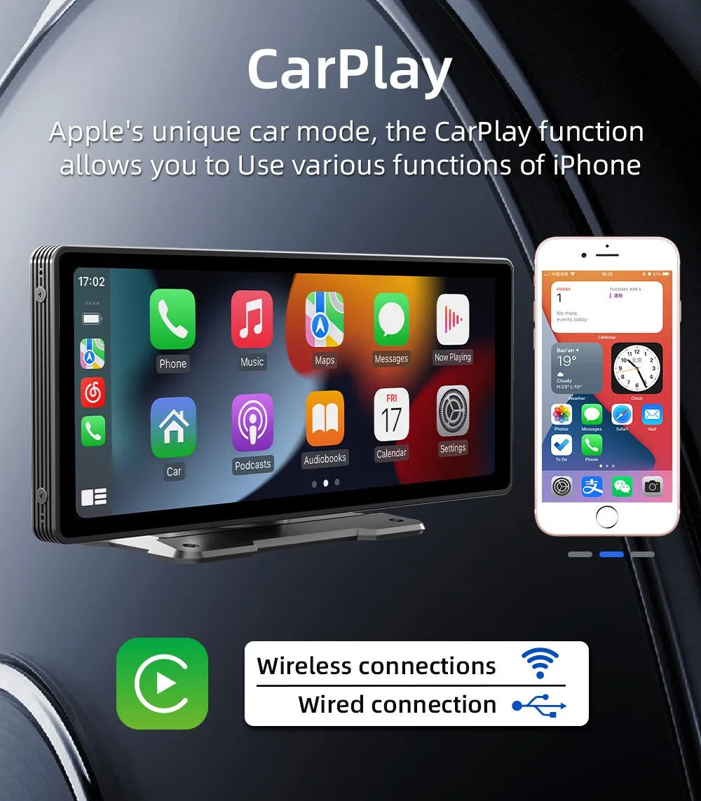 Universel10.26” Wireless CarPlay Pour Apple et Android Tout les Véhiculés