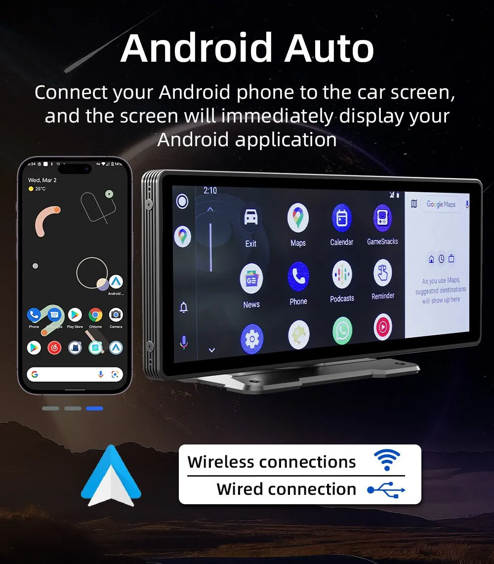 Universel10.26” Wireless CarPlay Pour Apple et Android Tout les Véhiculés